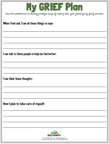 Grief Therapy Worksheets