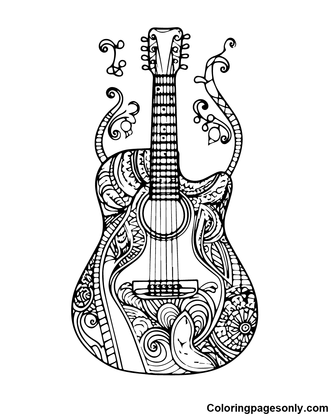Guitar Coloring Page