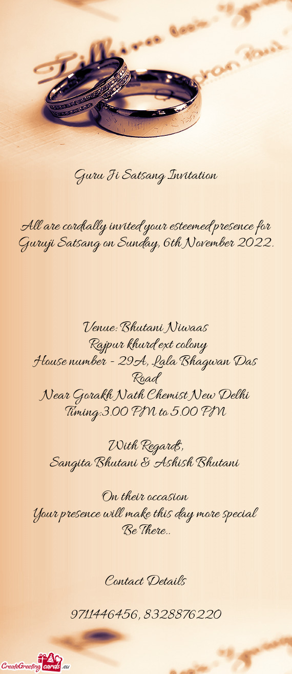 Guru Ji Satsang Invitation Free Cards