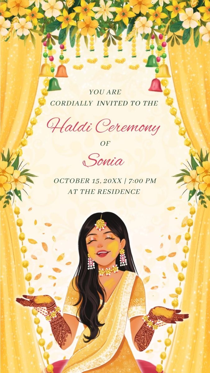 Haldi Invitation Template Haldi Ceremony Invite Whatsapp Invite
