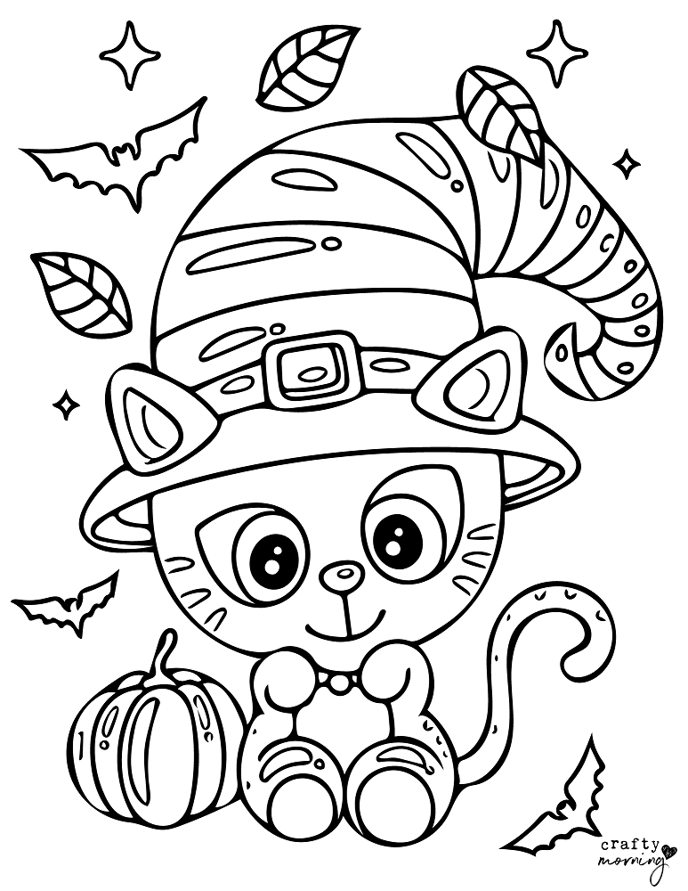 Halloween Cat Color Pages
