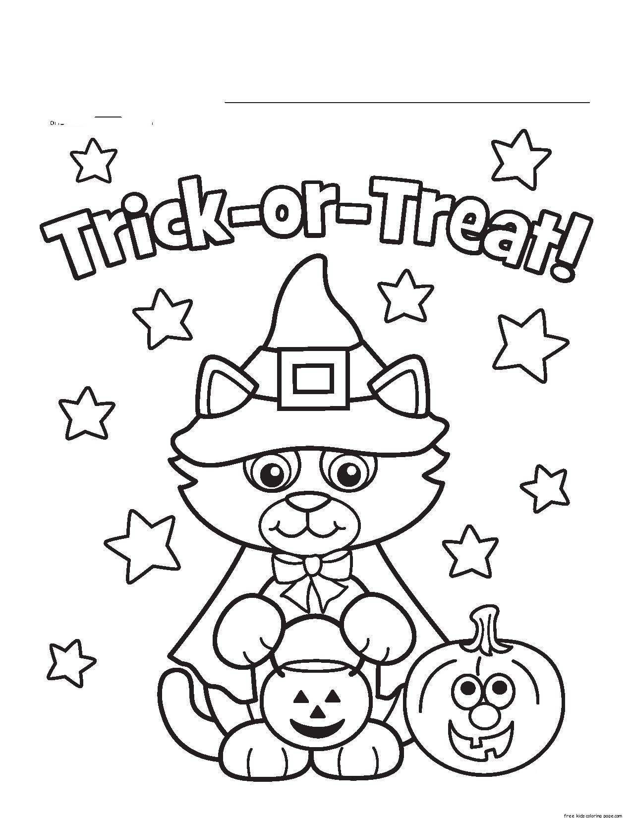 Halloween Kitty Costume Printabel Coloring Pages Free Printable