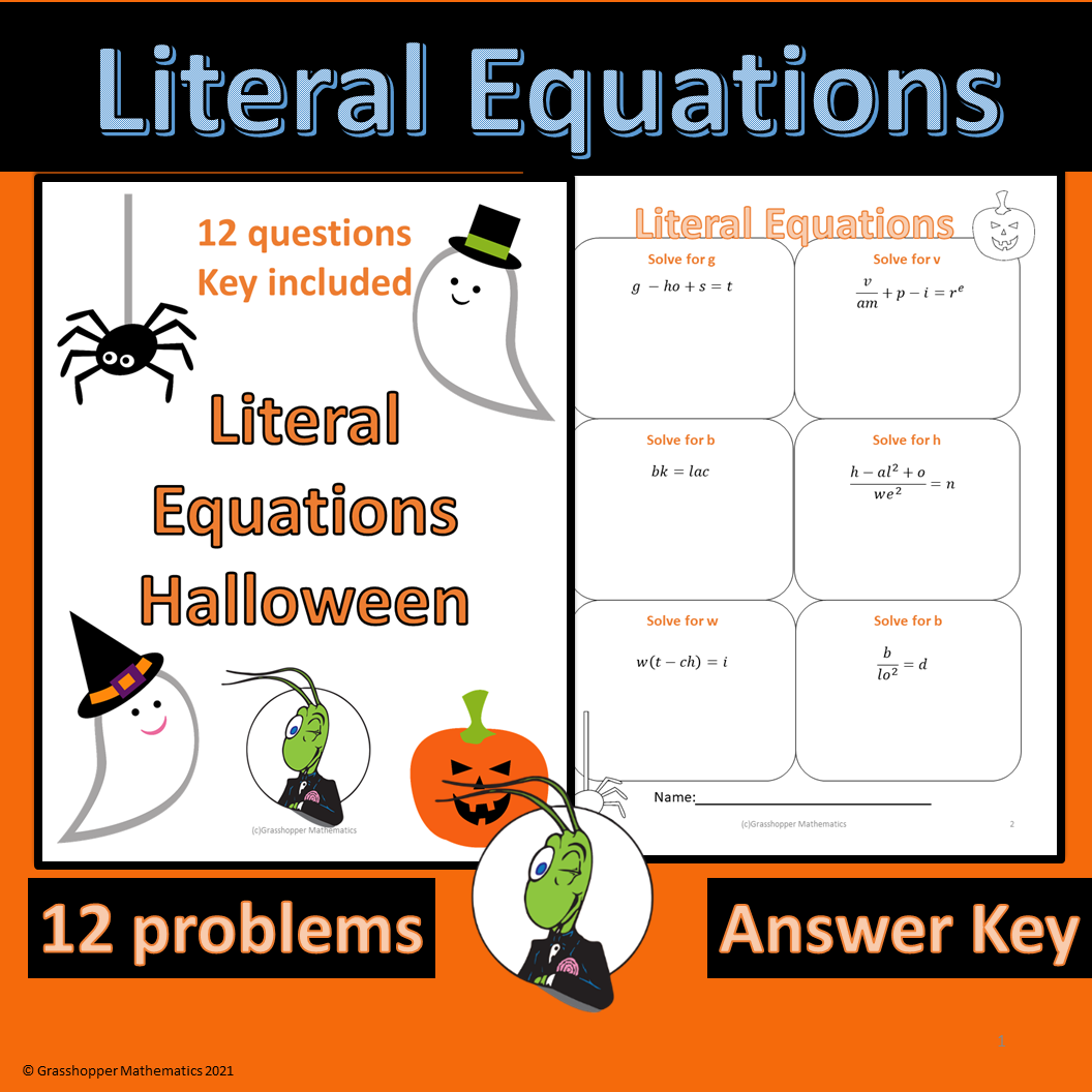 Halloween Literal Equations Worksheet Made By Teachers Worksheets