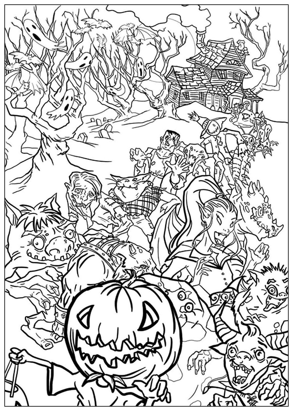 Halloween Monsters Halloween Adult Coloring Pages