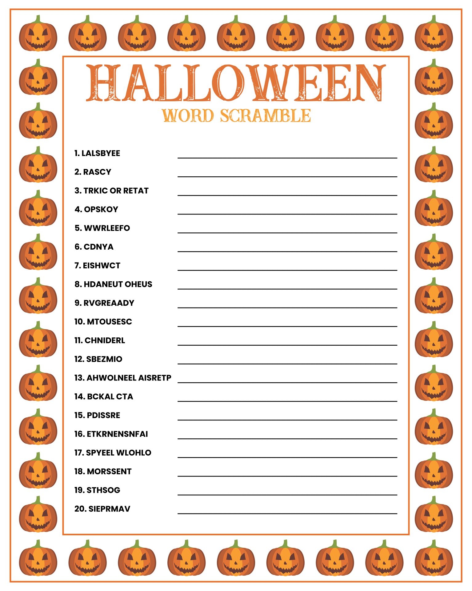 halloween games for kids free printable