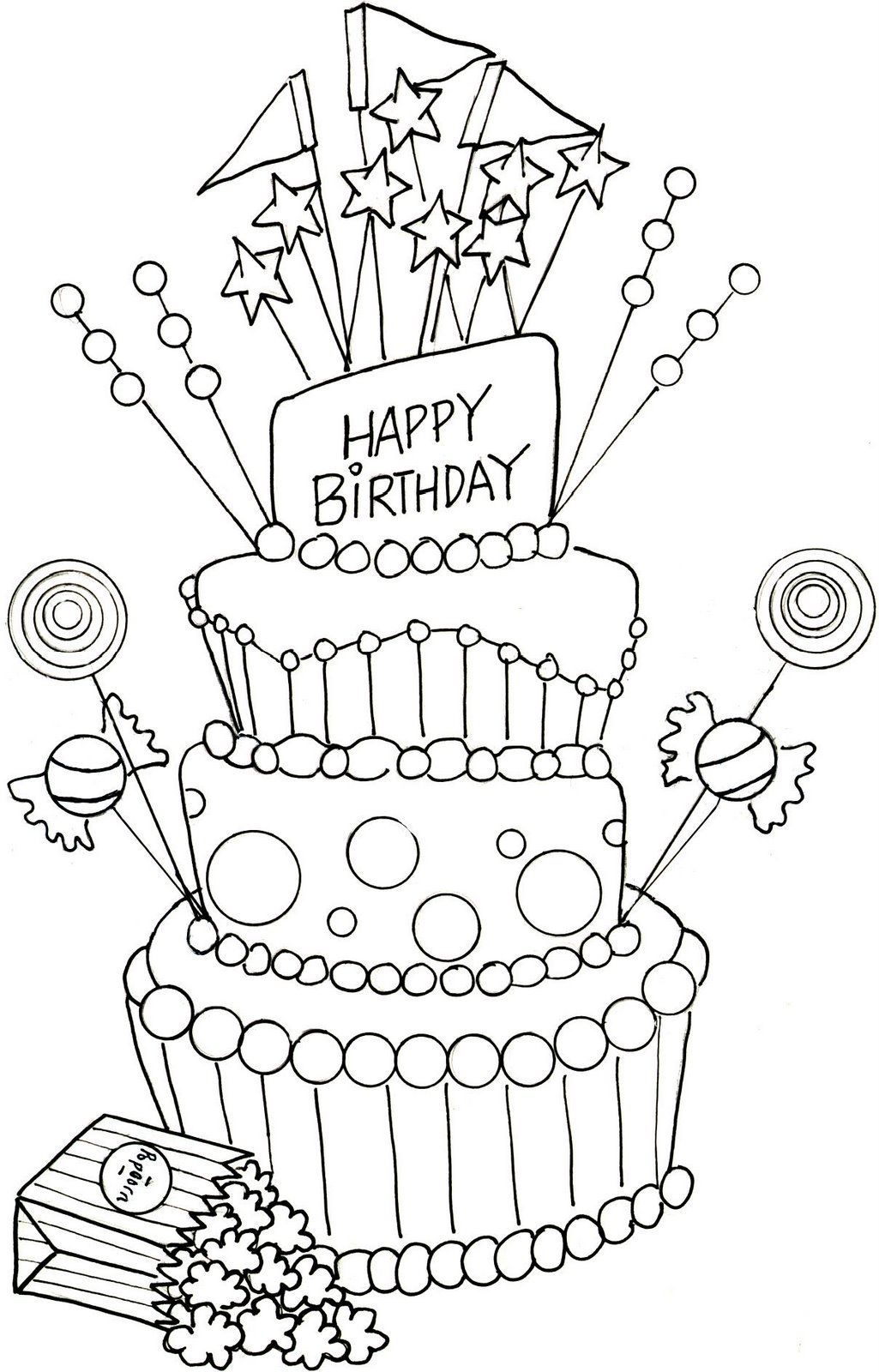 Color Page Birthday Cake