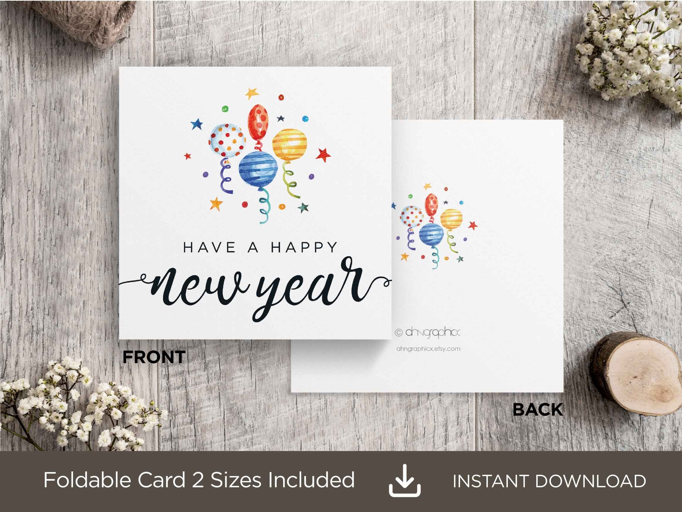 Happy New Year Printable Card Printable New Year Cards New Year 