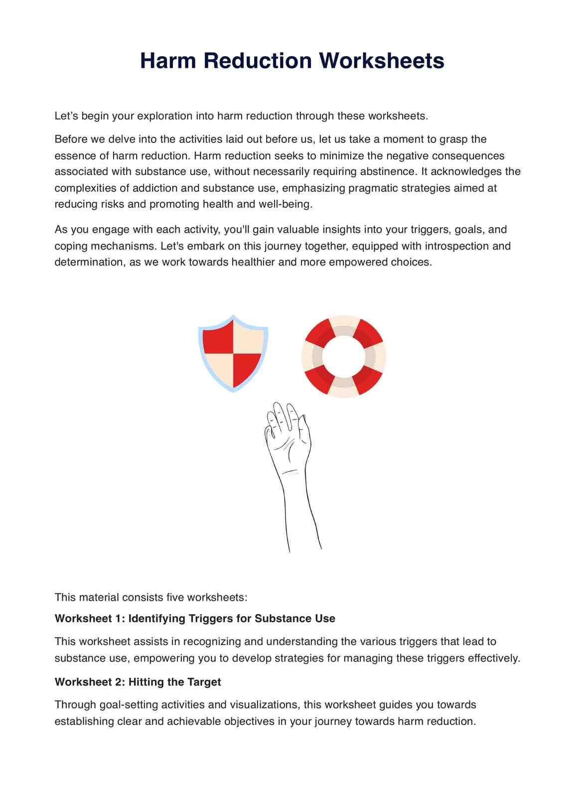 Harm Reduction Worksheets PDF Example Free PDF Download