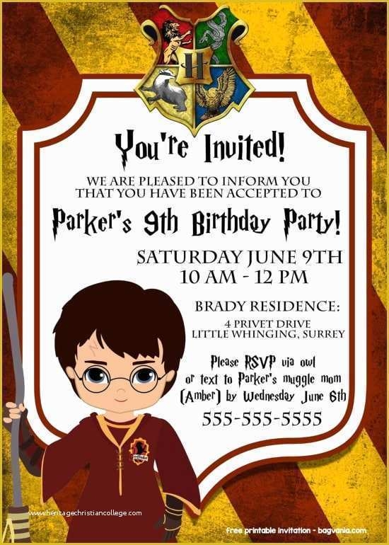 free harry potter invitations template