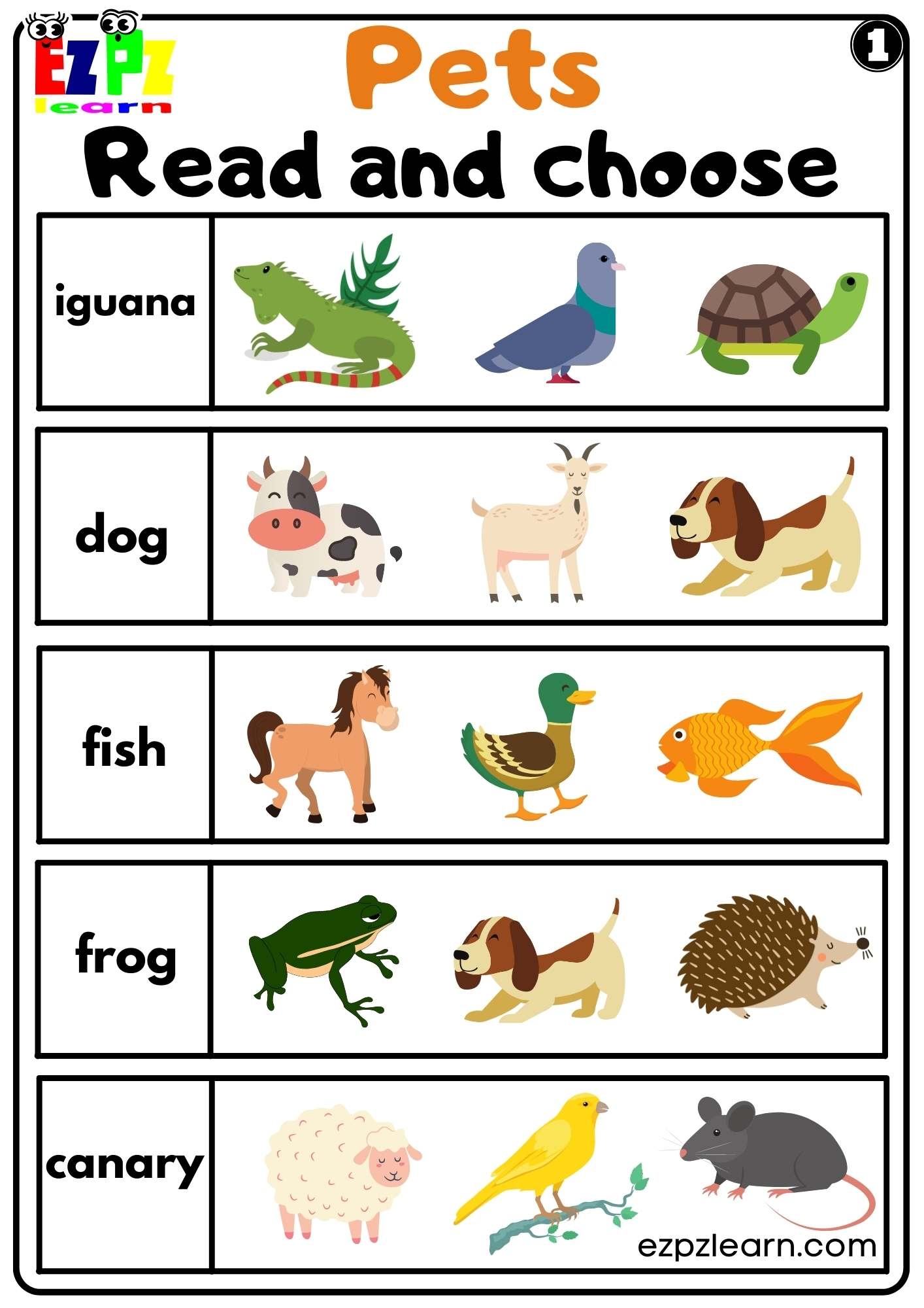 Harrys Pets Worksheet Free Read From Left To Right Printable For