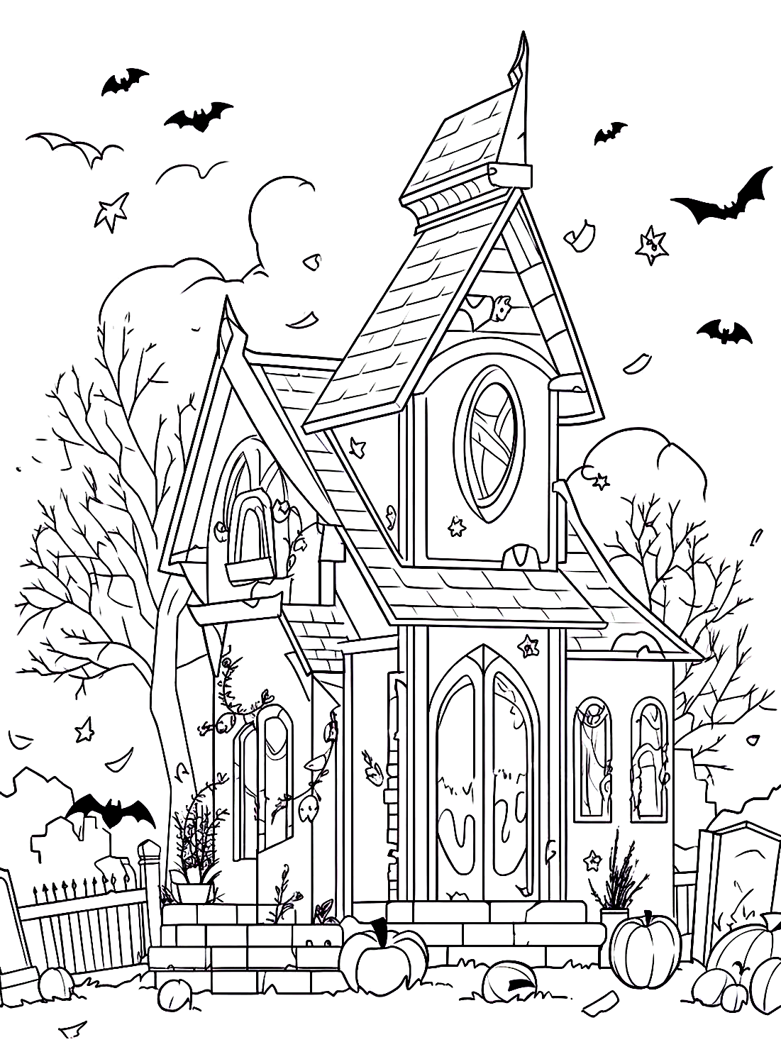 Haunted House Printable Free Printable Coloring Pages