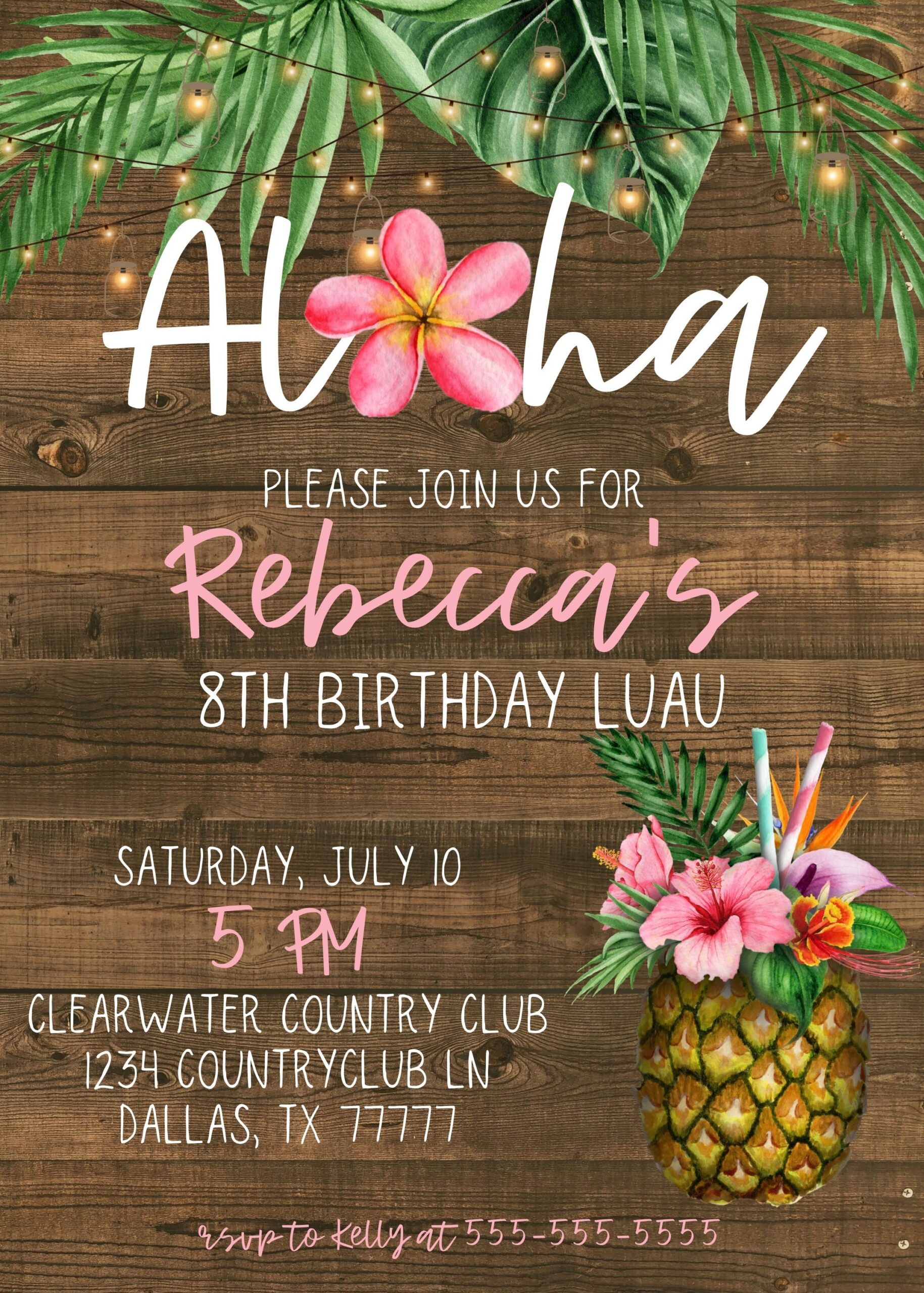 Hawaiian Theme Invite Template
