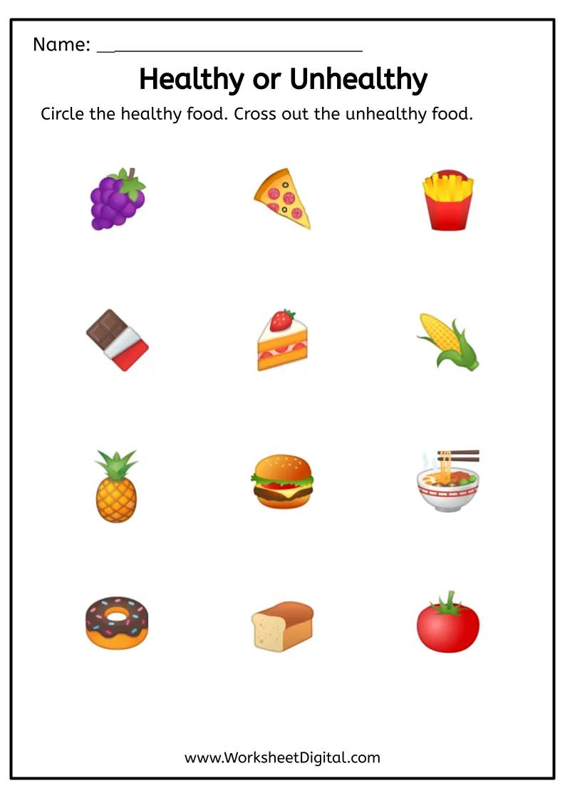 printable healthy and unhealthy food worksheet pdf grade 4