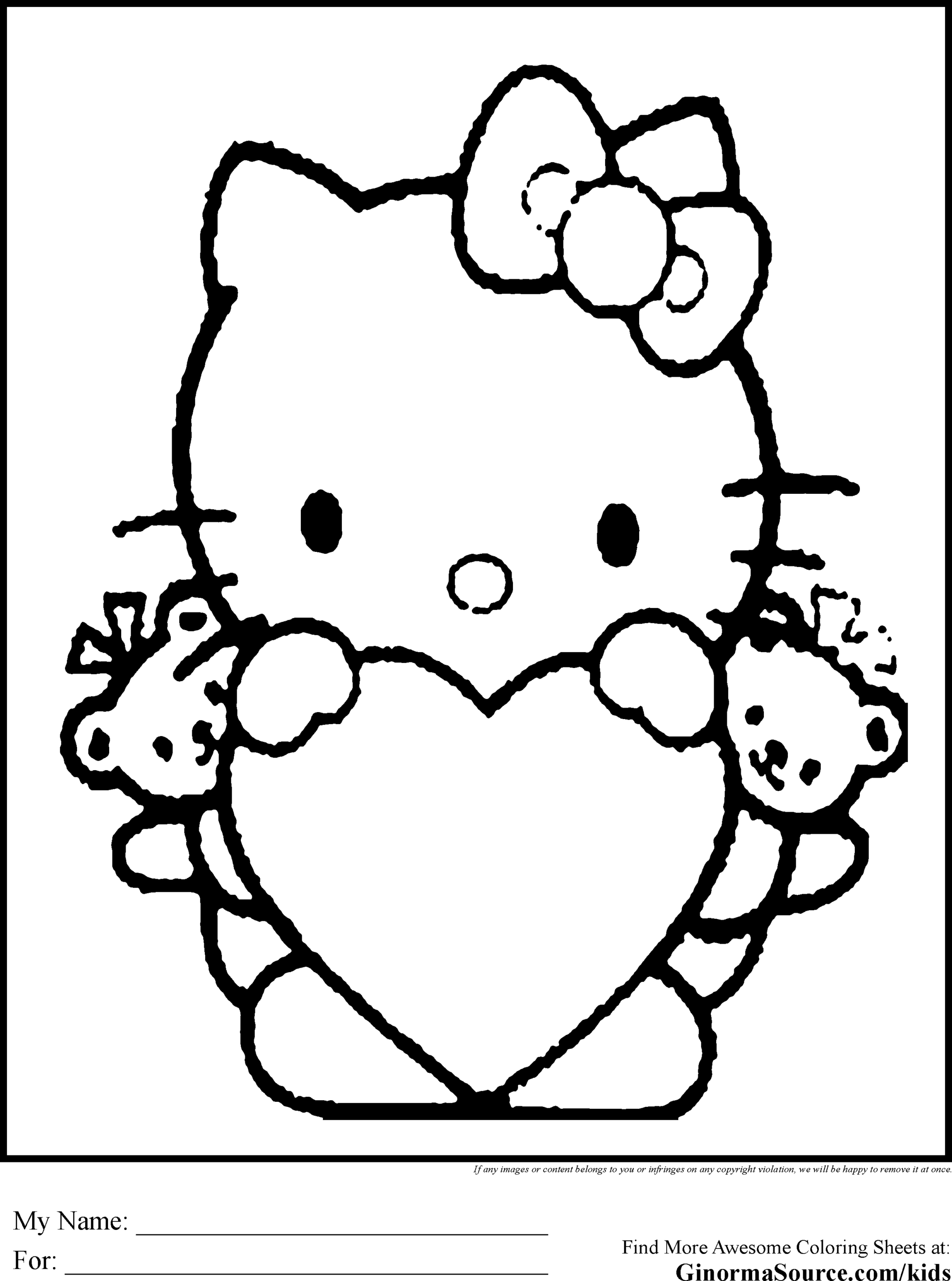hello kitty coloring pages free print