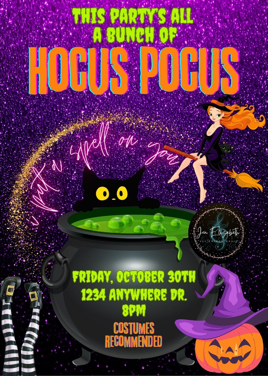 Hocus Pocus Invitation Template Etsy