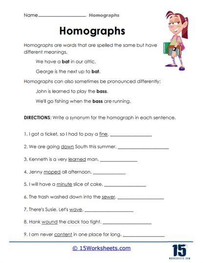 Homographs Worksheets Homographs 2nd Grade Worksheets Kindergarten