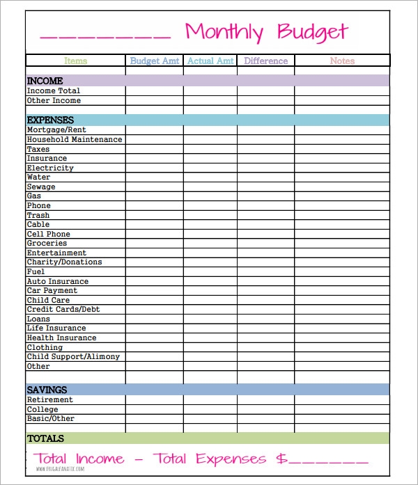 excel budget worksheet