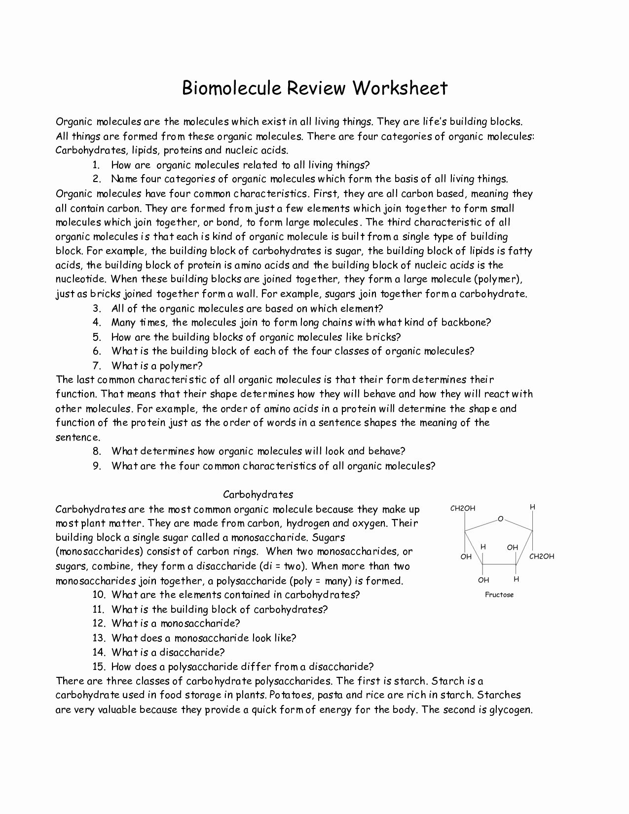 how plants make their organic molecule worksheet pdf