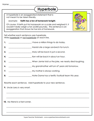 Hyperbole Worksheets Free English Worksheets Worksheets Library