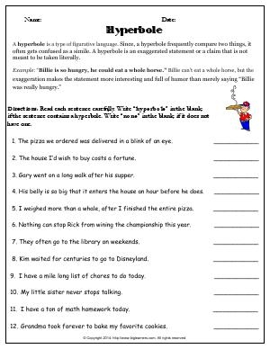 Hyperbole Worksheets Worksheets Library