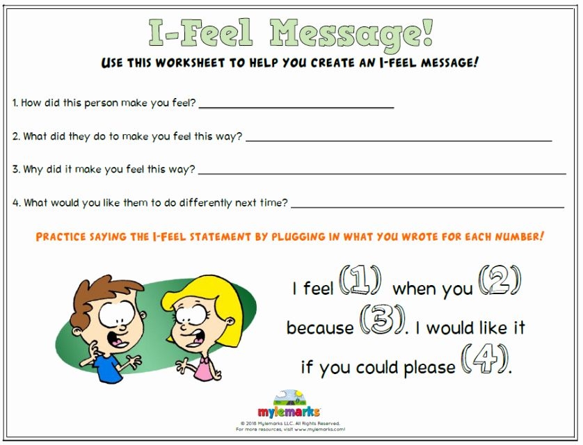 I Feel Statements Worksheet Fresh Feelings And Mood Worksheets For Kids
