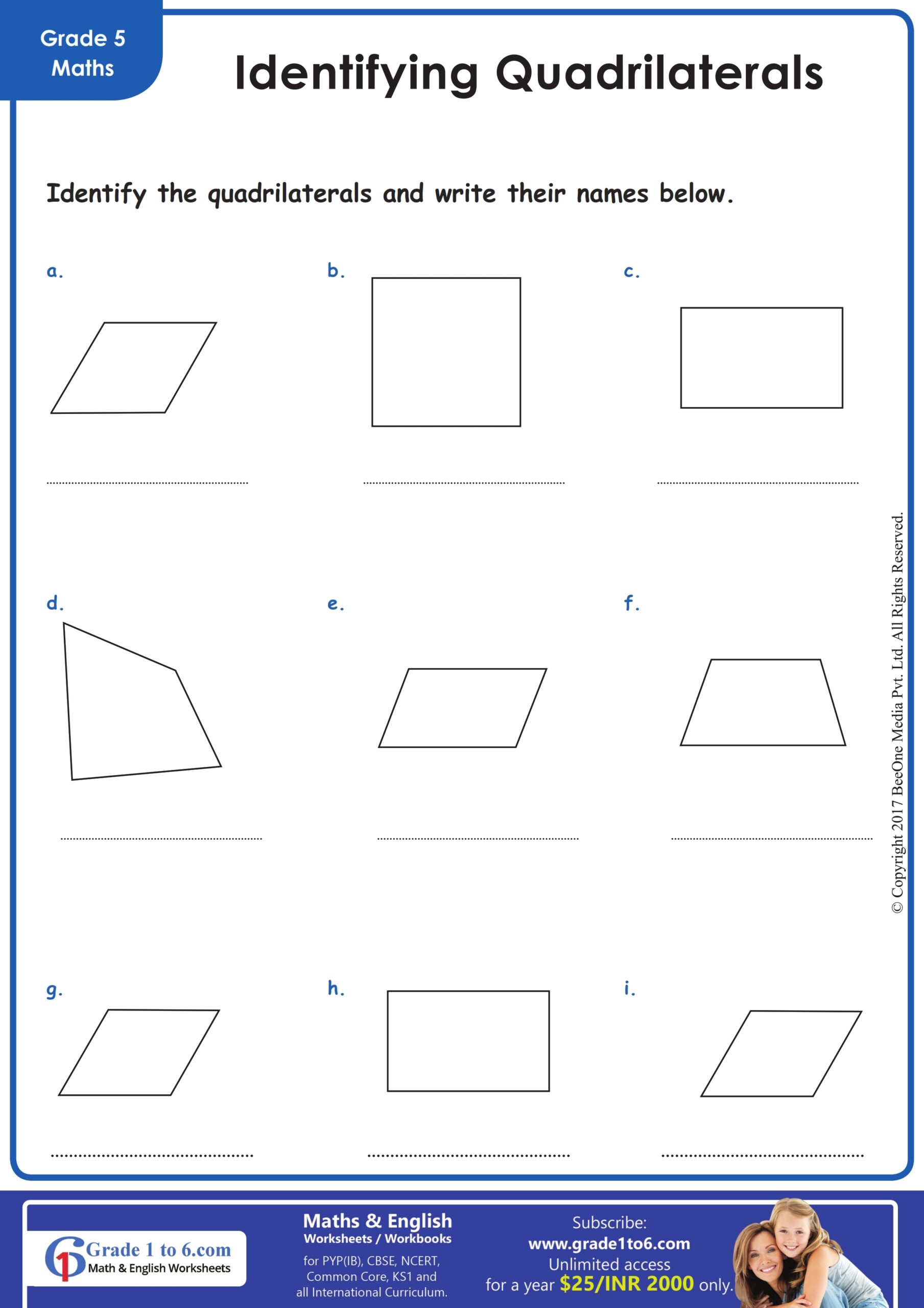 Identify Quadrilaterals Worksheet Free Printable For Children 