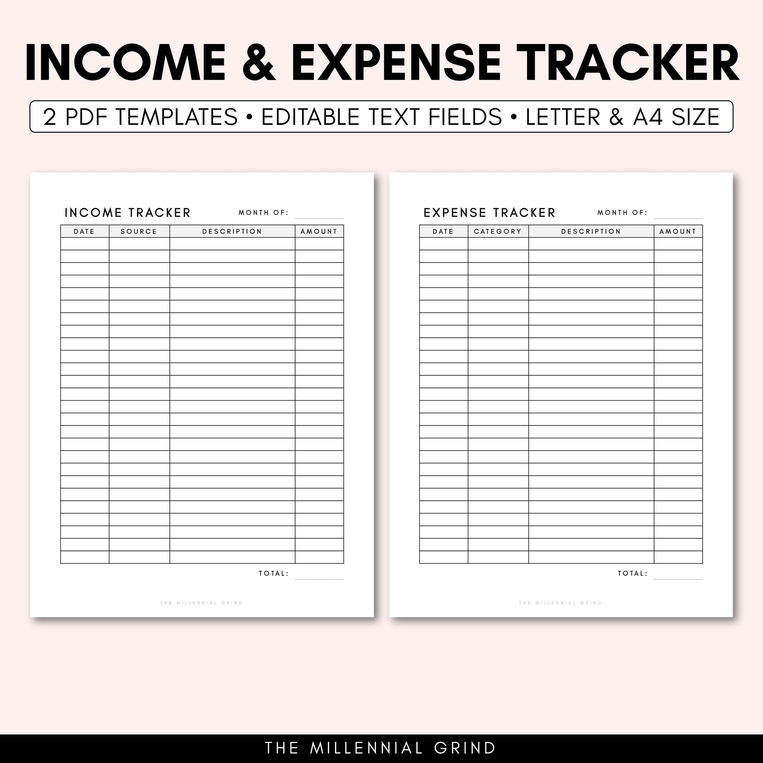 Income And Expense Tracker Printable Expense Tracker PDF Expense