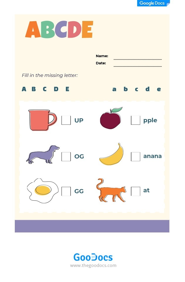 Interesting Missing Letter Worksheet Template In Google Docs