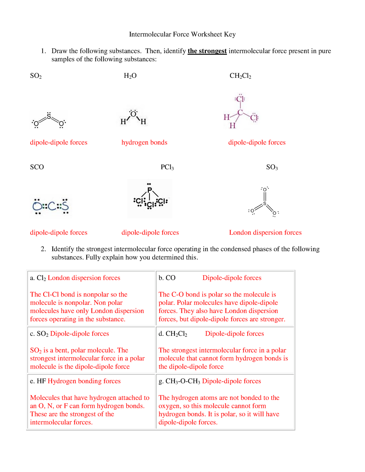 intermolecular forces worksheet
