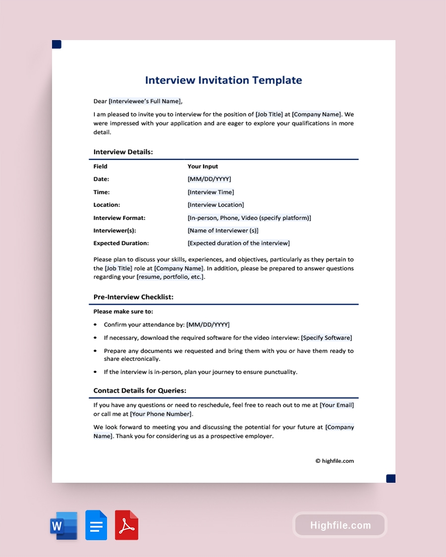 interview invitation template