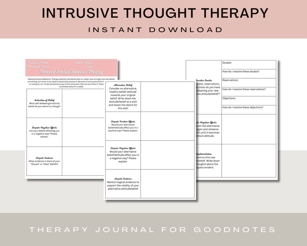 Intrusive Thoughts Worksheet Anxiety Thought Challenging Questions 