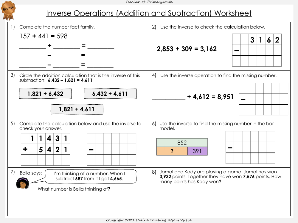 Inverse Operations Worksheet Maths Year 5 Worksheets Library