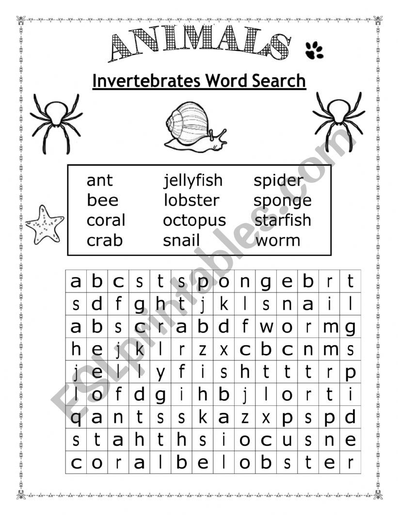 Invertebrates ESL Worksheet By Rossman0