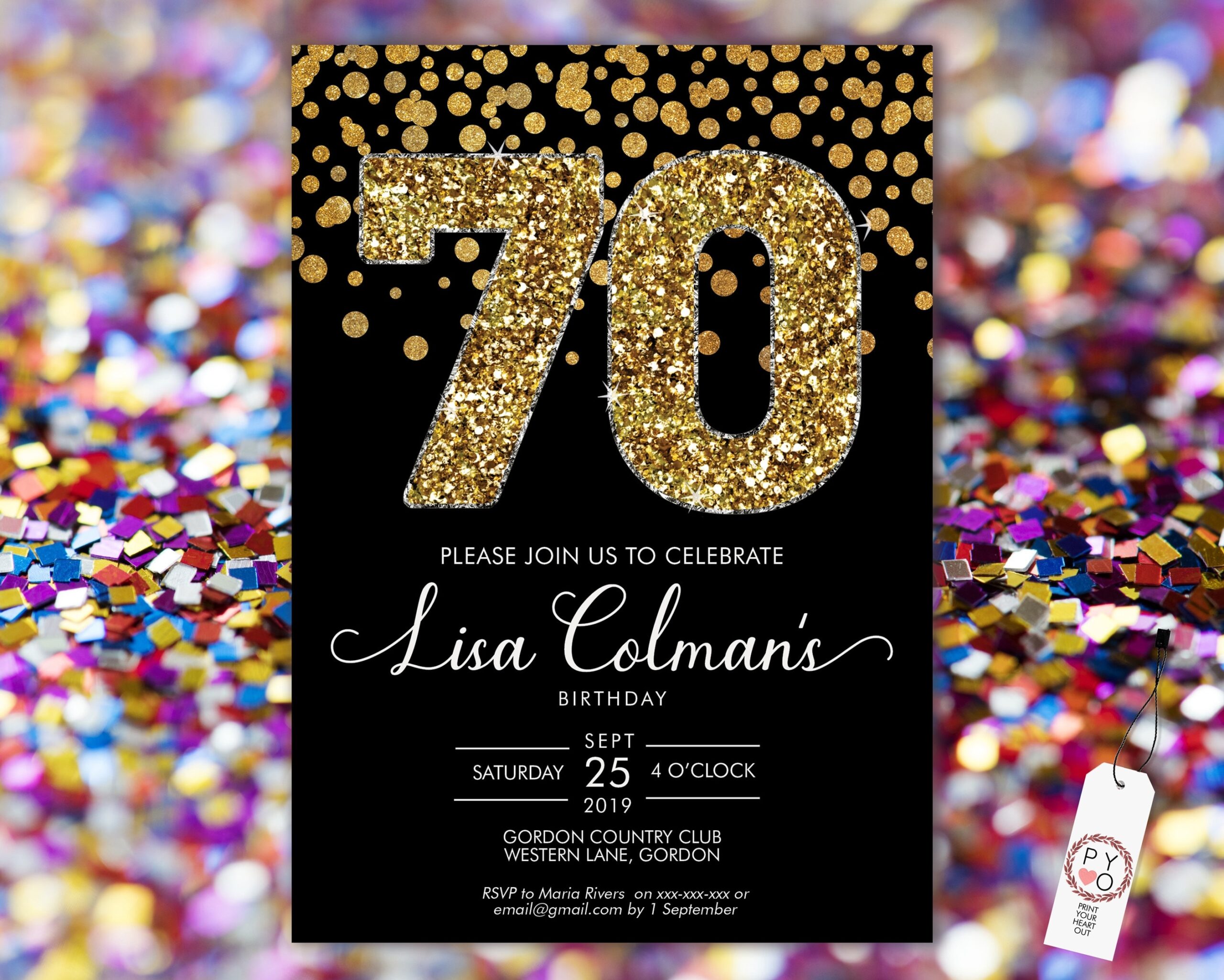 70th party invitations templates