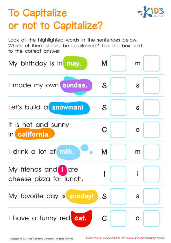 Is Kindergarten Capitalized Worksheets Library