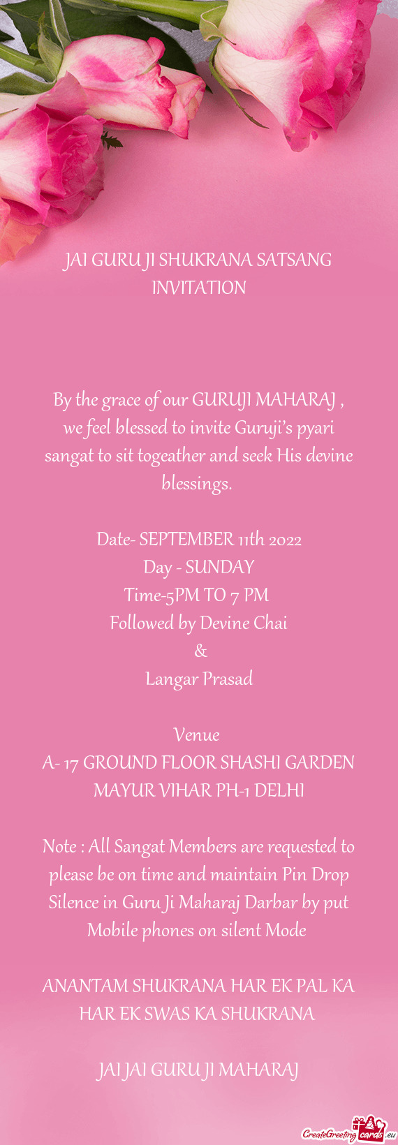 guru ji satsang invitation template free
