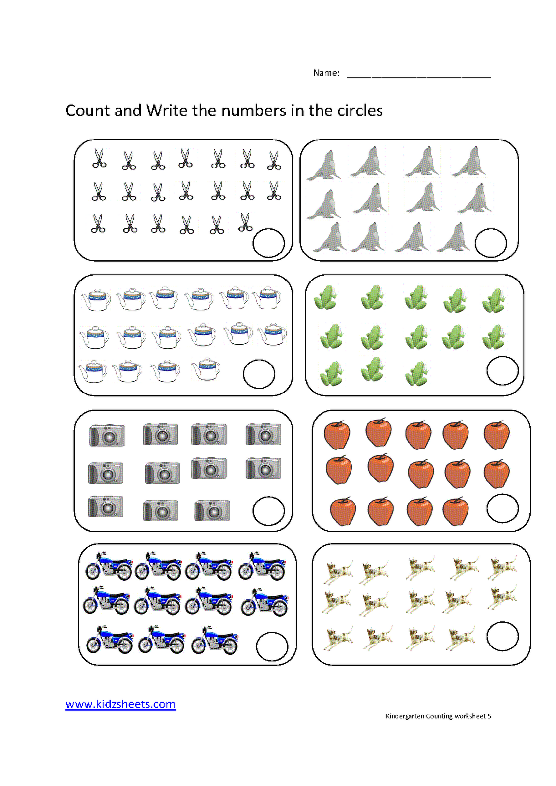 kindergarten counting worksheets