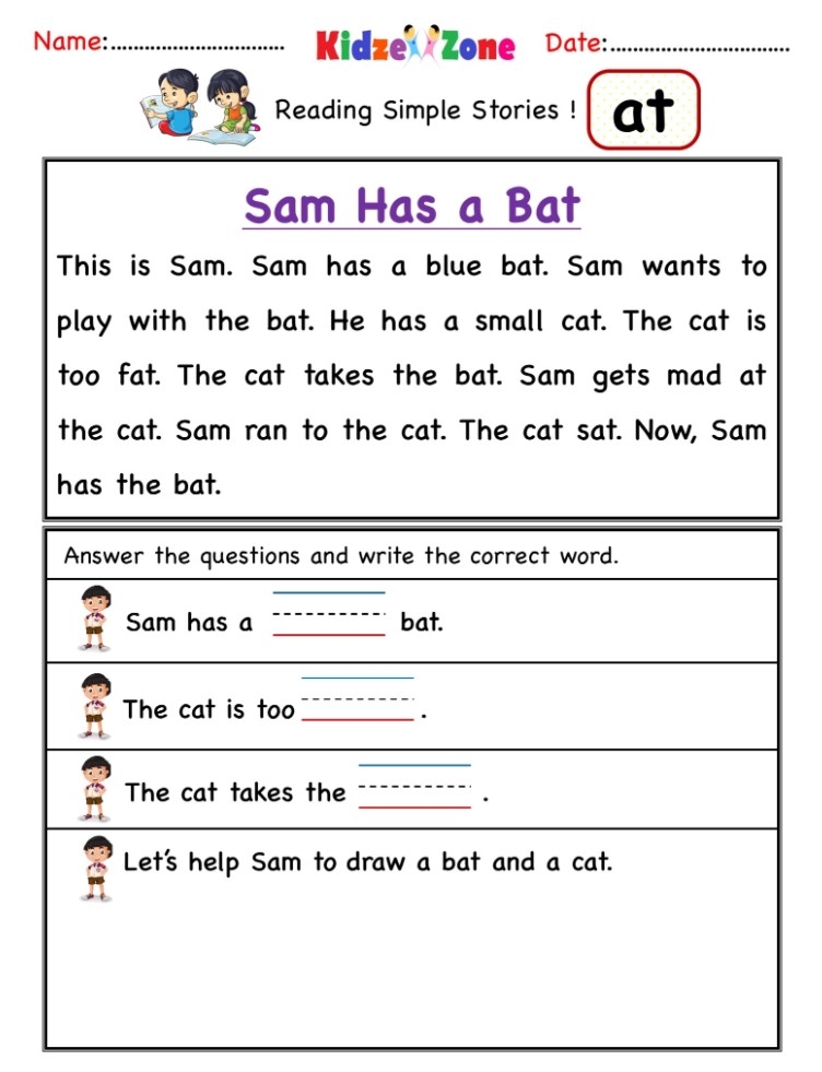 reading worksheets kindergarten