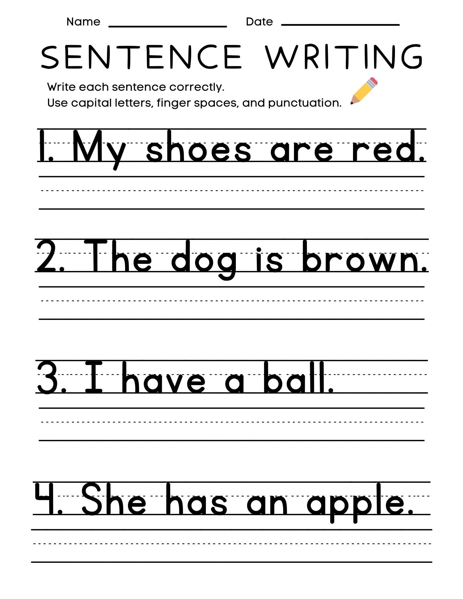 practice writing worksheets