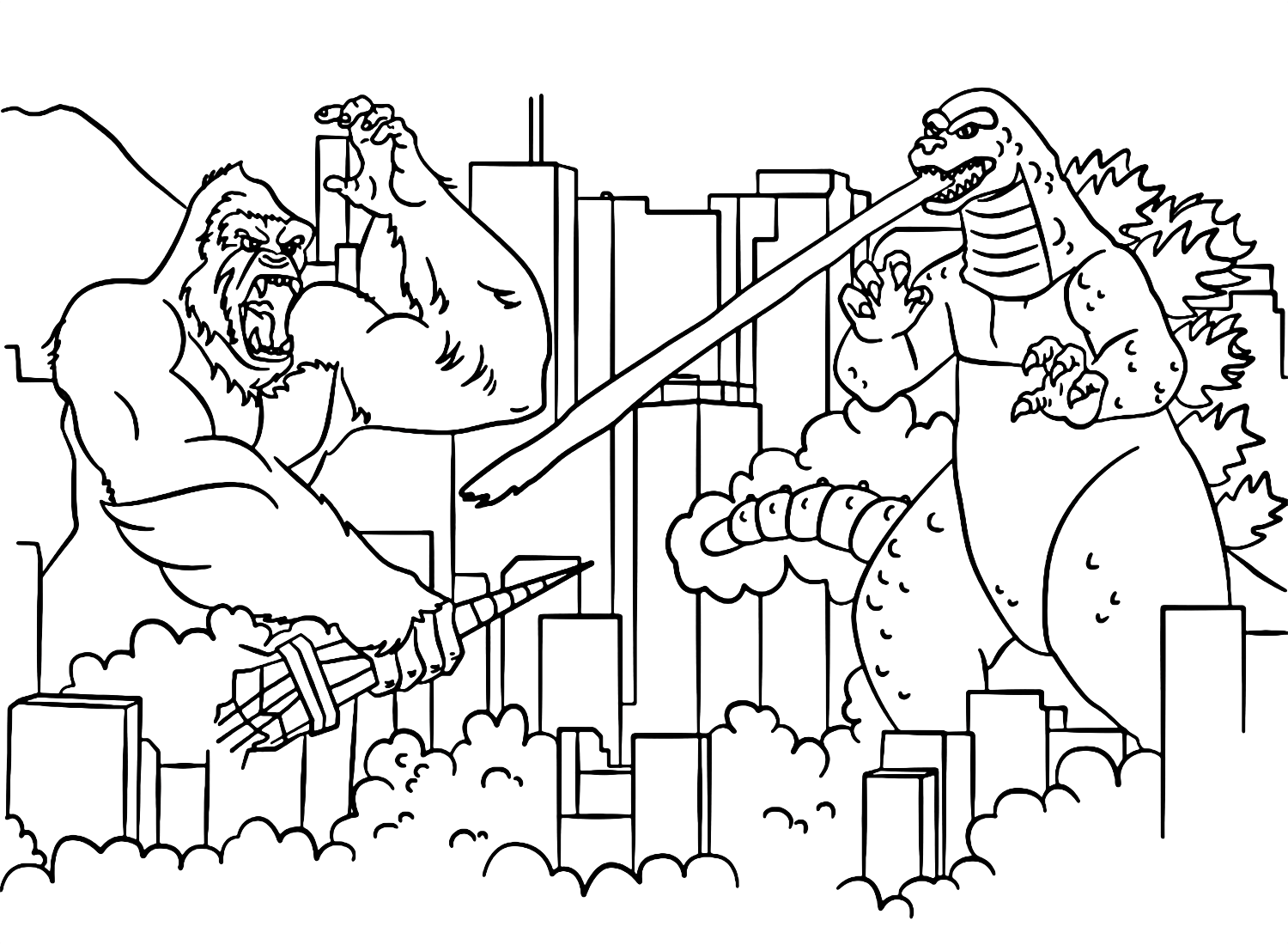King Kong Vs Godzilla Coloring Page Coloring Page Free Printable 