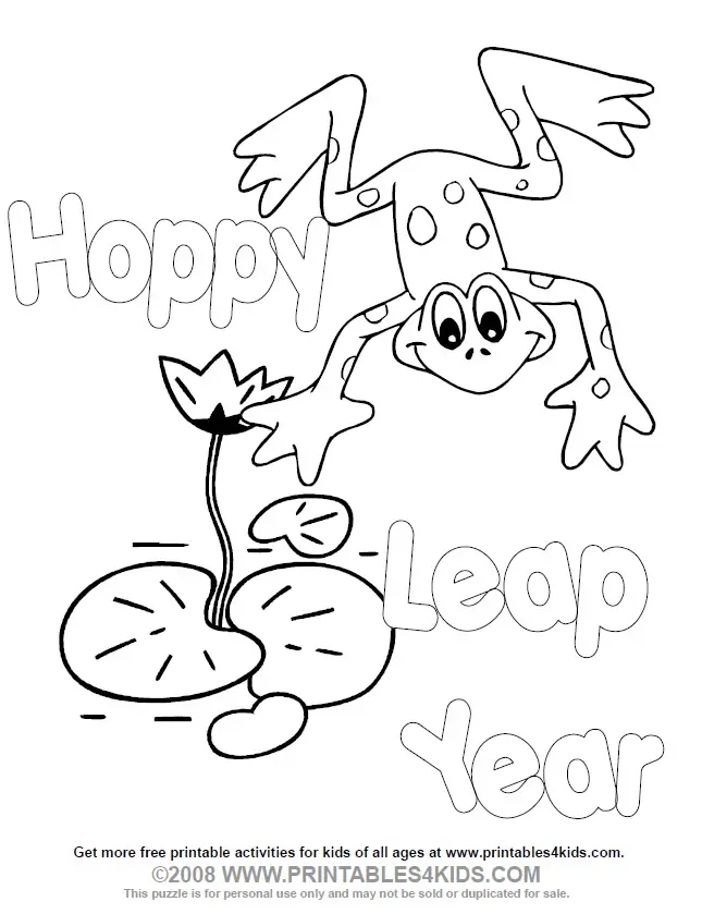 Leap Year Coloring Page Printables For Kids Free Word Search 