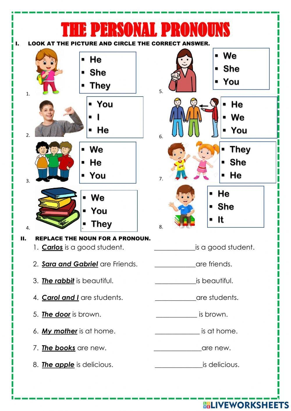 personal pronouns worksheet