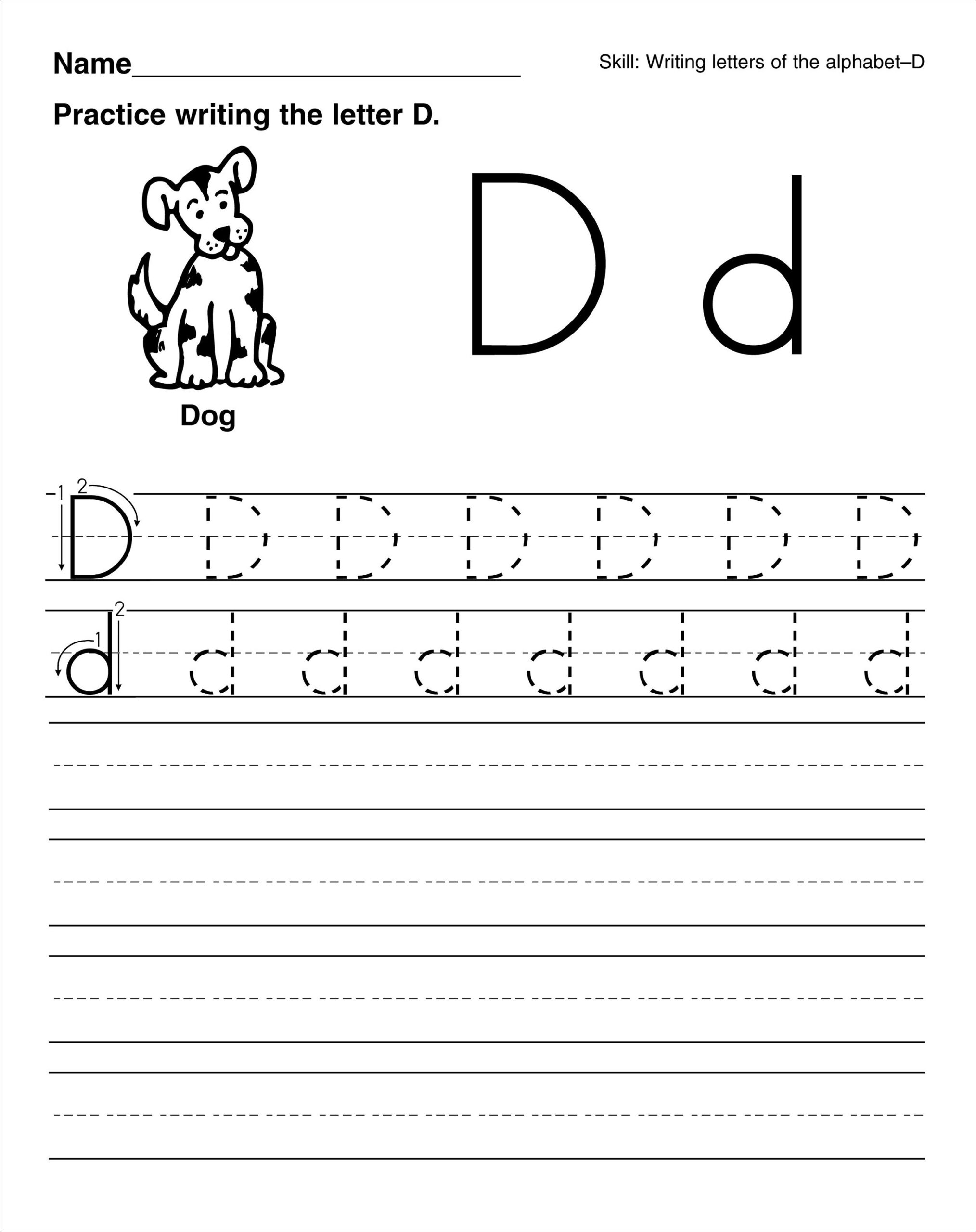 Letter D Trace Worksheet Letter Tracing Worksheets