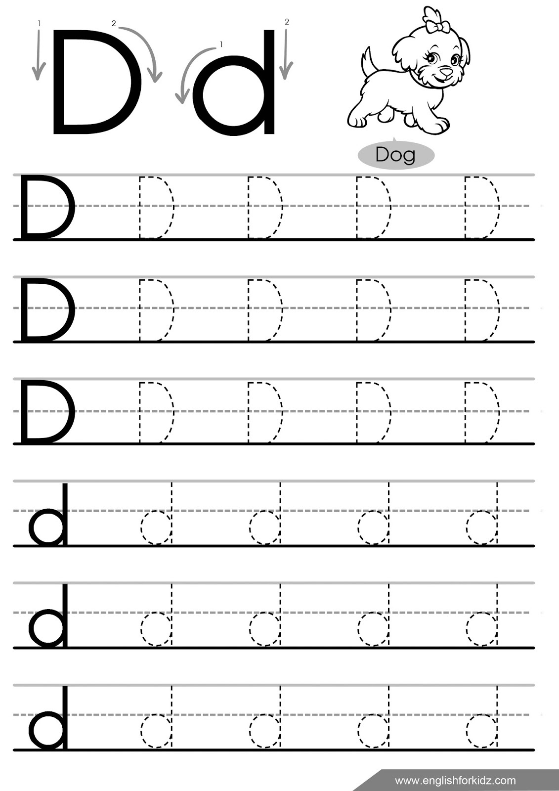 Letter D Trace Worksheet Letter Tracing Worksheets