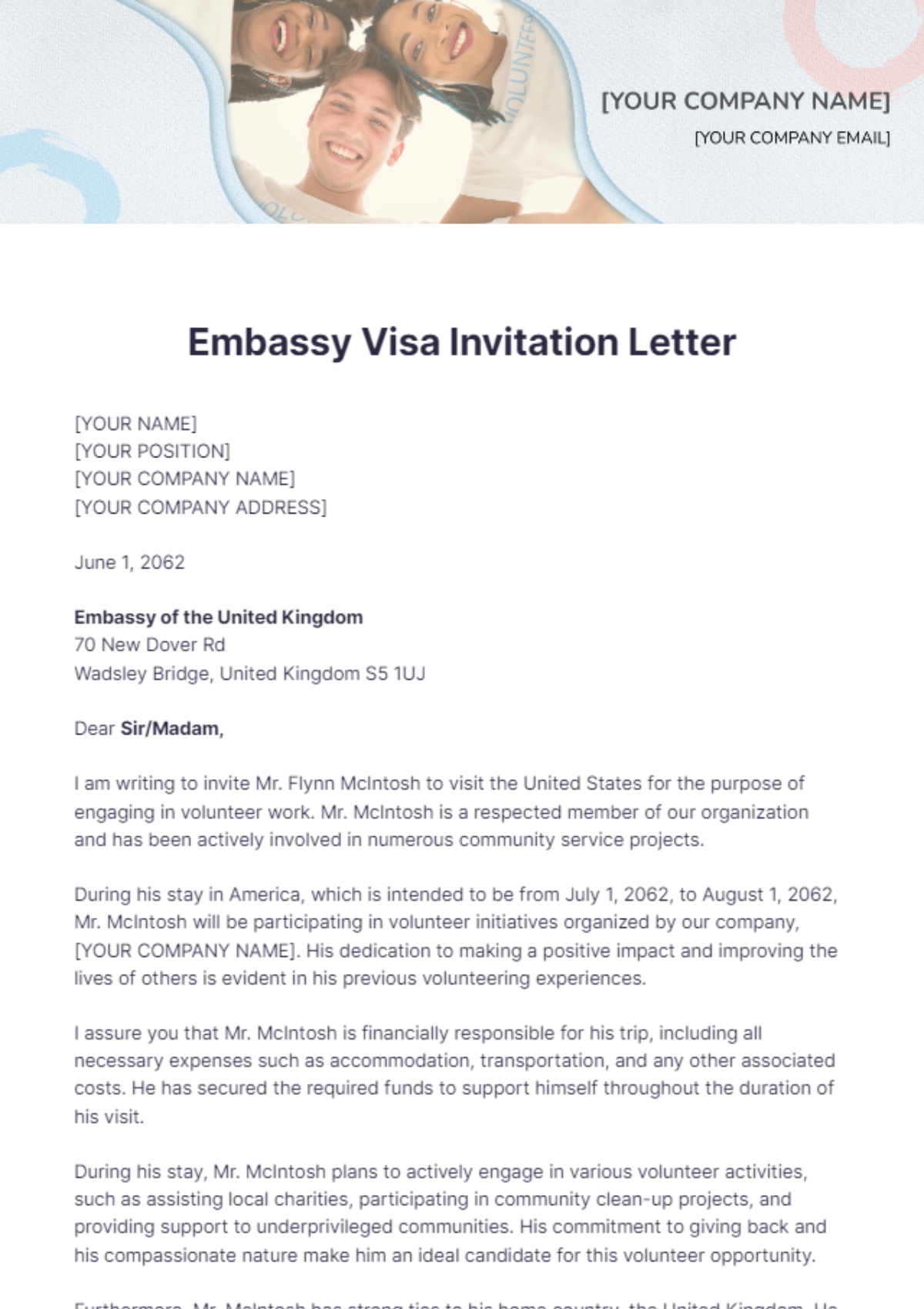invitation letter to canada template
