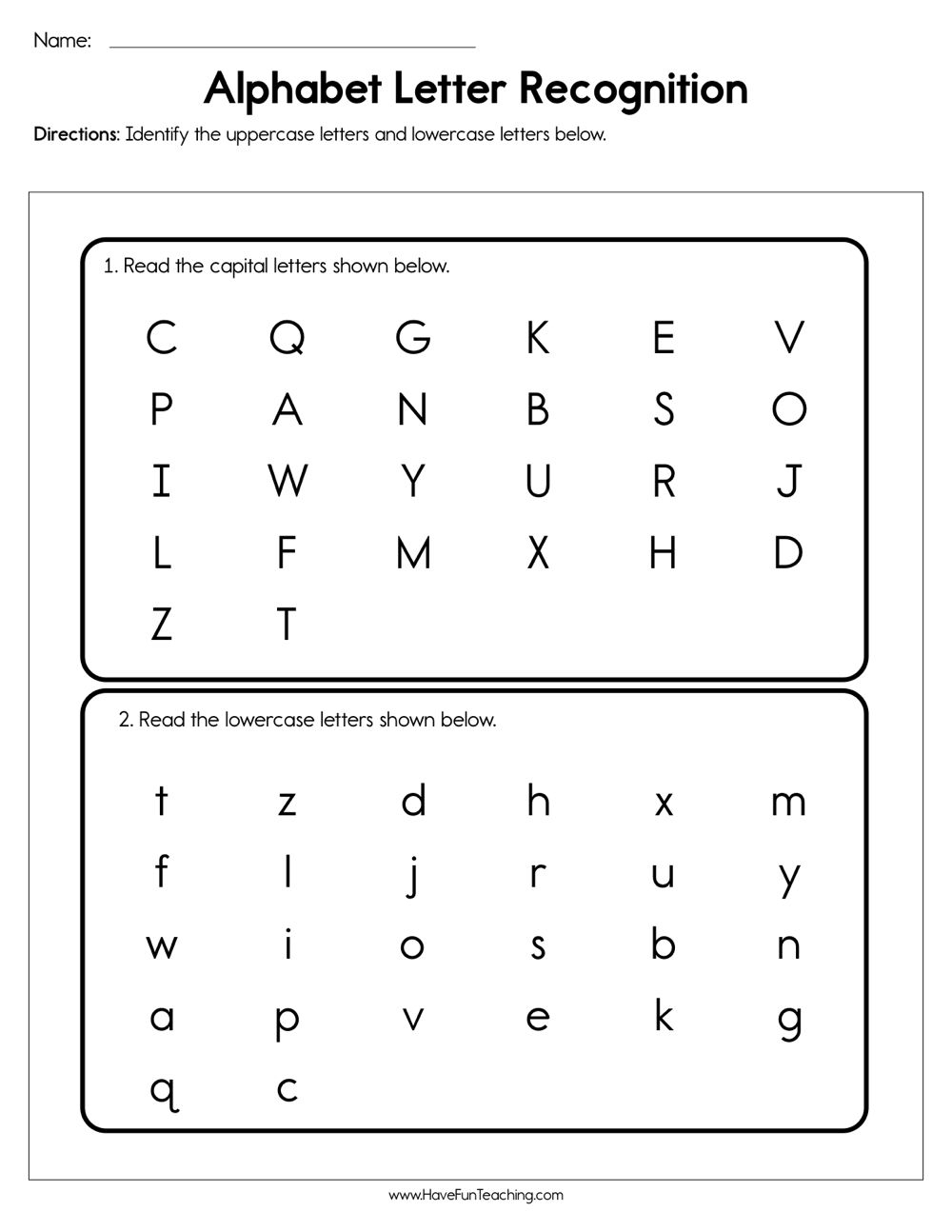 Letter Recognition Worksheets Letter Find Letter Identification