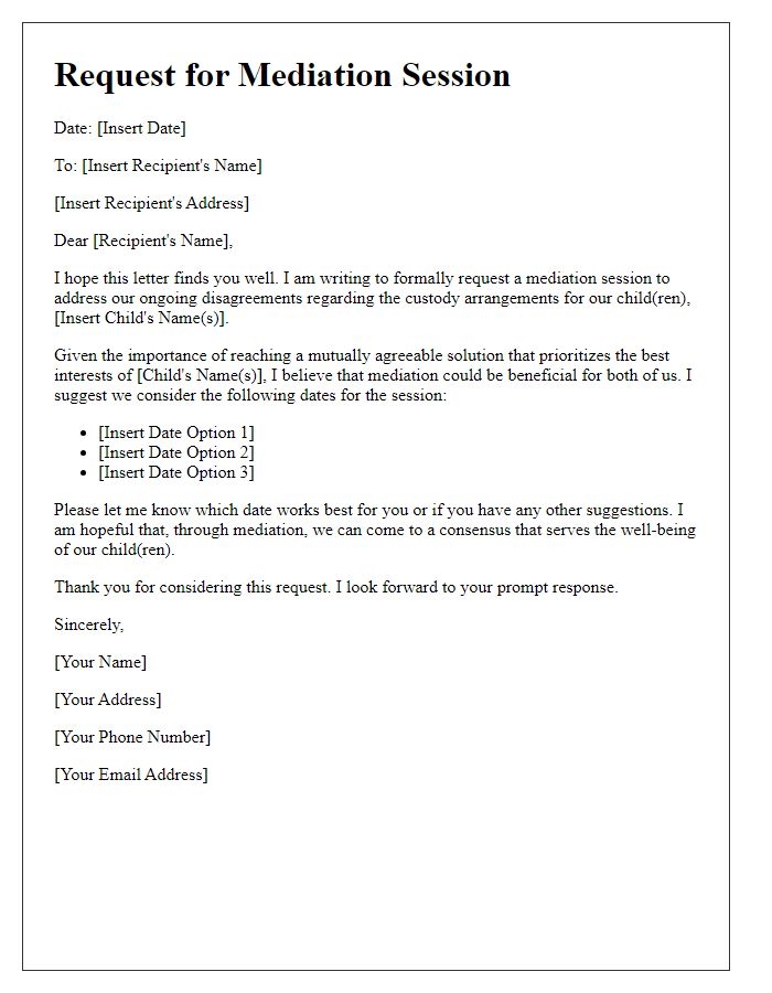 Letter Template For Mediation Session Request Free Samples In PDF 