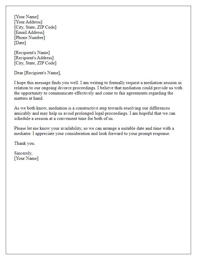 Letter Template For Mediation Session Request Free Samples In PDF 