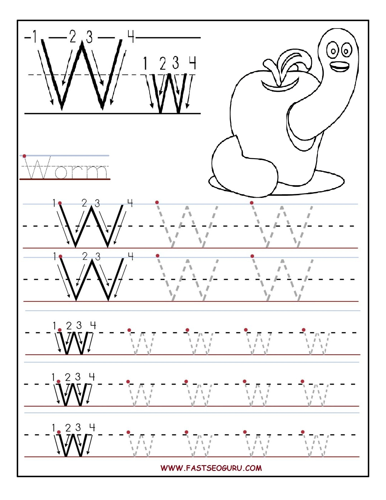 Letter W Tracing Worksheets Preschool LettersWorksheets