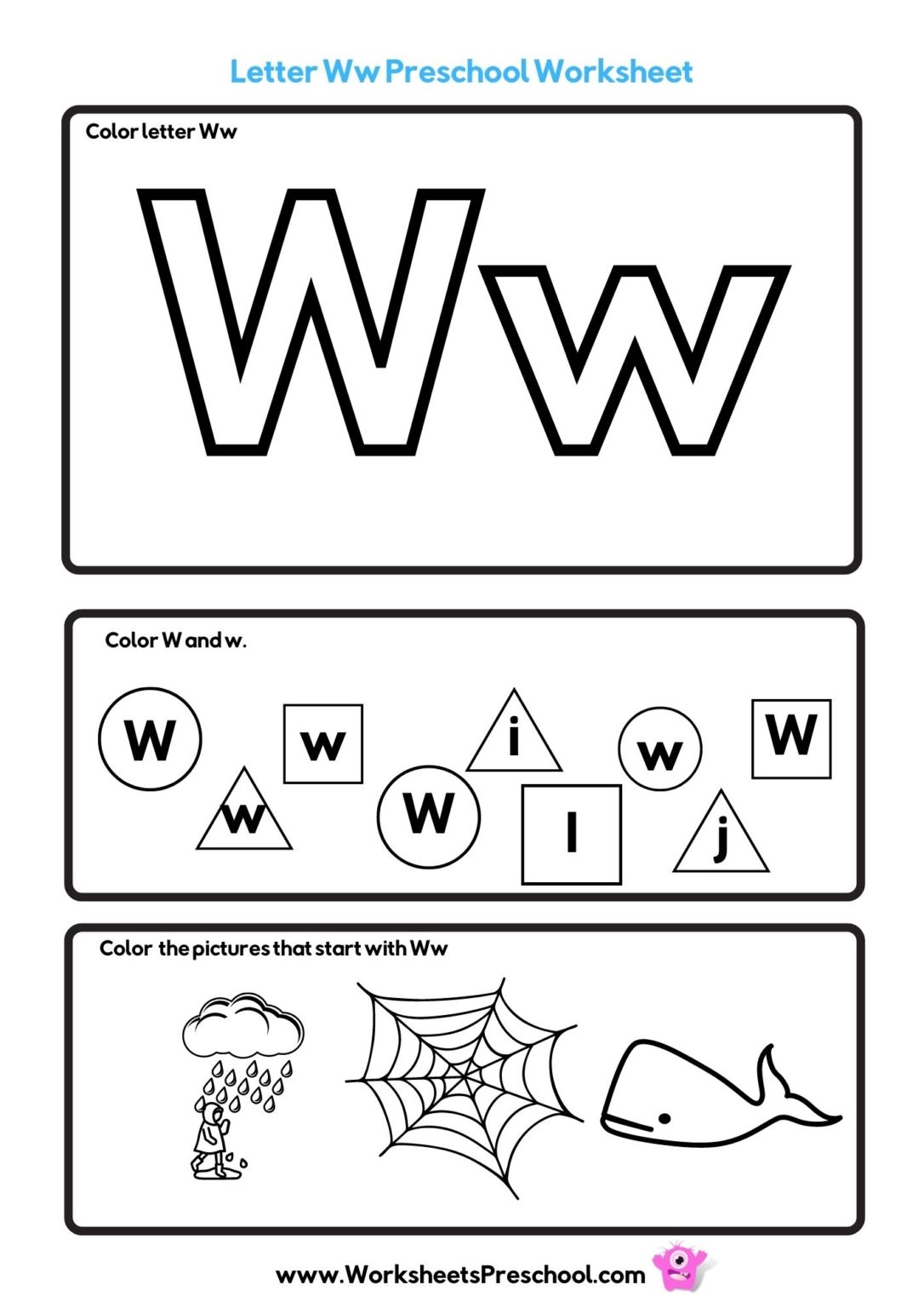 Letter W Worksheets Preschool 4 Free PDF Printables